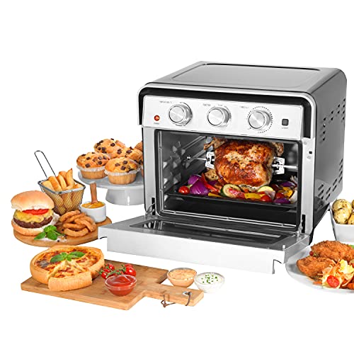 Salter EK3999 Mini cuptor cu friteură cu aer de 22 l cu rotisor, cuptor 5 în 1 foarte rapid, cronometru 60 de minute, prăjire, grătar, prăjire, coacere și deshidratare, rulotă/aragaz pentru casă de vacanță, soluție pentru cuptor temporar, 1700W

