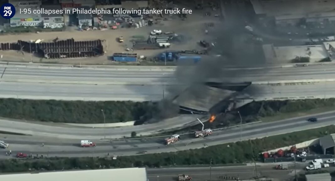 O autostradă importantă din SUA s-a prăbuşit în Philadelphia. Traficul din estul ţării, perturbat VIDEO