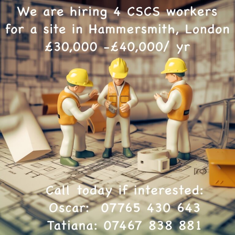 Angajam 4 muncitori cu card CSCSC