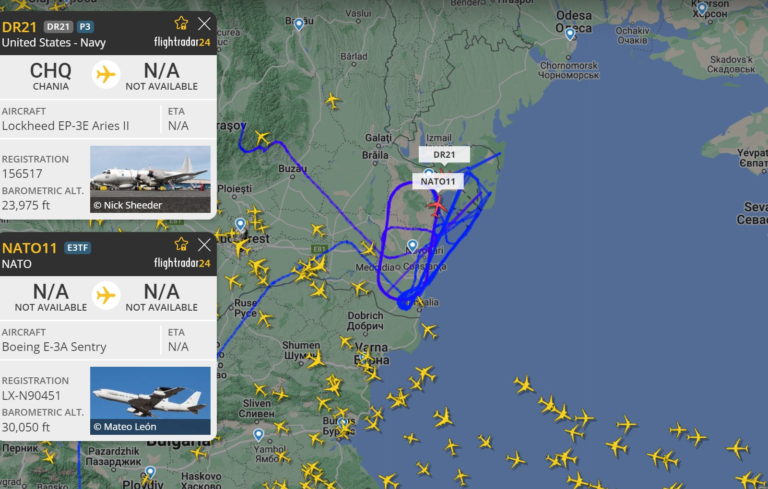Avioanele-spion ale NATO au umplut cerul Dobrogei stând cu senzorii pe ruși