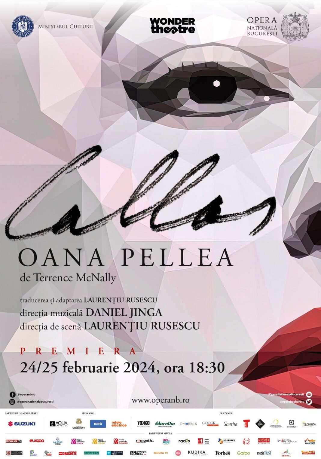 „Callas – Oana Pellea”, o producție originală, la intersecția dintre teatru și operă, pe scena Operei Naționale București
