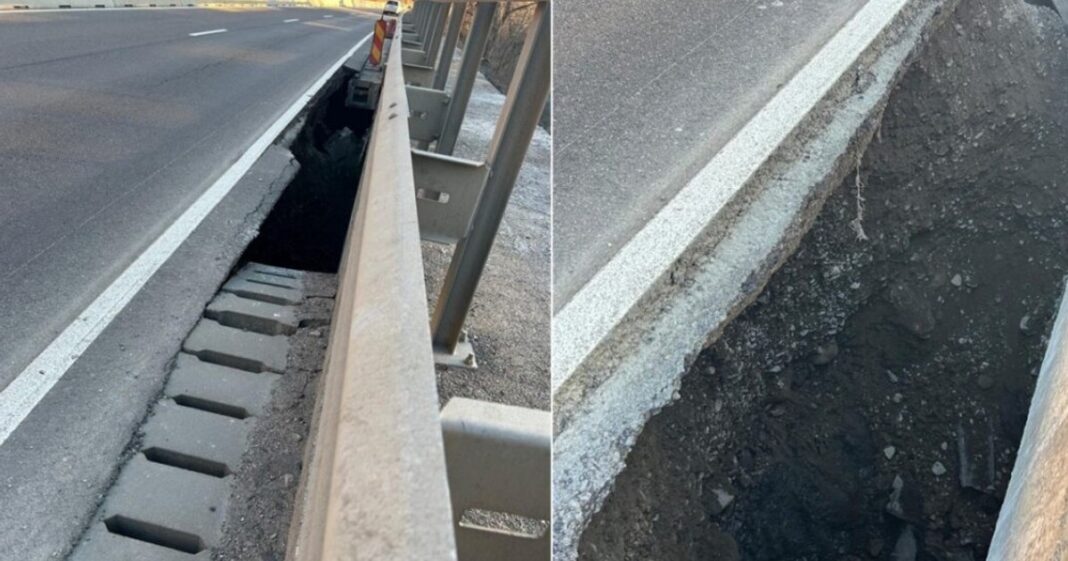 Circulație restricționată pe DN1, sensul Brașov- Ploiești, după o alunecare de teren în zona Cornu